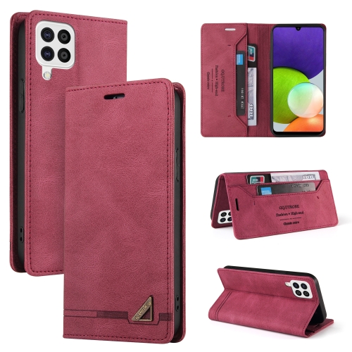 

For Samsung Galaxy A22 4G Skin Feel Anti-theft Brush Horizontal Flip Leather Case with Holder(Wine Red)