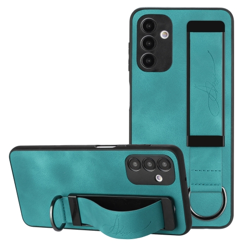 

For Samsung Galaxy A14 Wristband Holder Leather Back Phone Case(Green)