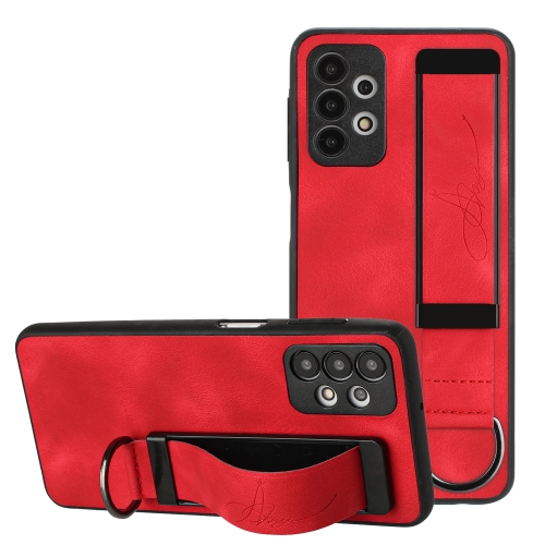 

For Samsung Galaxy A32 5G Wristband Holder Leather Back Phone Case(Red)