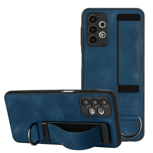 

For Samsung Galaxy A32 5G Wristband Holder Leather Back Phone Case(Royal Blue)