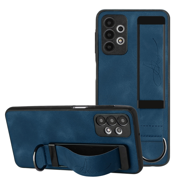 

For Samsung Galaxy A33 5G Wristband Holder Leather Back Phone Case(Royal Blue)