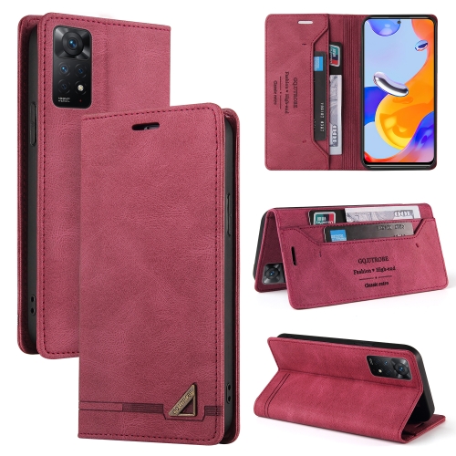 

For Xiaomi Redmi Note 12 Pro 4G Global Skin Feel Anti-theft Brush Horizontal Flip Leather Case with Holder(Wine Red)