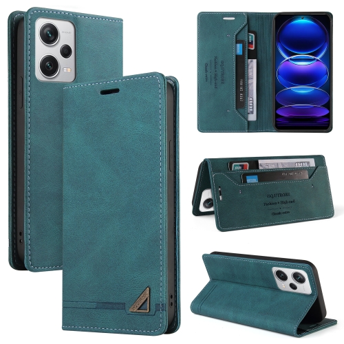 

For Xiaomi Redmi Note 12 Pro+ India Skin Feel Anti-theft Brush Horizontal Flip Leather Case with Holder(Blue)