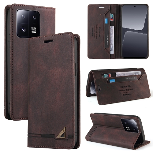 

For Xiaomi 13 Pro Skin Feel Anti-theft Brush Horizontal Flip Leather Case with Holder(Brown)