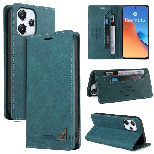 

For Xiaomi Redmi 12 Skin Feel Anti-theft Brush Horizontal Flip Leather Case with Holder(Blue)