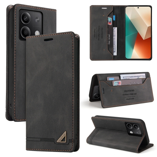 

For Xiaomi Redmi Note 13 5G Skin Feel Anti-theft Brush Horizontal Flip Leather Case with Holder(Black)