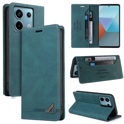 

For Xiaomi Redmi Note 13 Pro 5G Skin Feel Anti-theft Brush Horizontal Flip Leather Case with Holder(Blue)