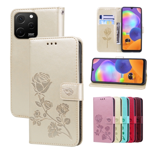 

For Huawei nova Y61/Enjoy 50z Rose Embossed Flip PU Leather Phone Case(Gold)