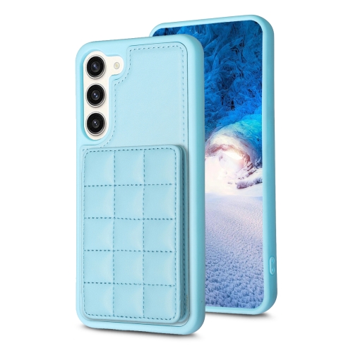 

For Samsung Galaxy S22+ 5G Grid Card Slot Holder Phone Case(Blue)
