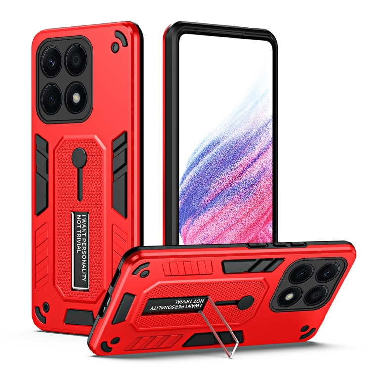 

For Honor X8a 2023 Variety Brave Armor Finger Loop Holder Phone Case(Red)