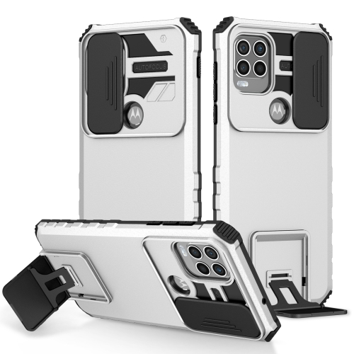 

For Motorola Moto G Stylus 5G Stereoscopic Holder Sliding Camshield Phone Case(White)