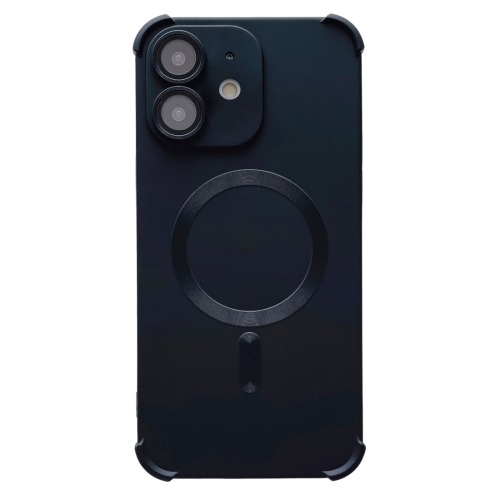 For iPhone 12 Four-corner Shockproof Skin Feel MagSafe Magnetic Phone Case(Black) 