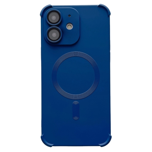 

For iPhone 12 Four-corner Shockproof Skin Feel MagSafe Magnetic Phone Case(Dark Blue)