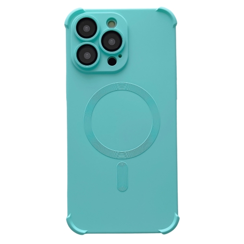 

For iPhone 12 Pro Four-corner Shockproof Skin Feel MagSafe Magnetic Phone Case(Cyan Blue)