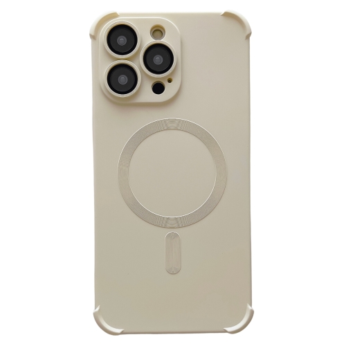 

For iPhone 12 Pro Max Four-corner Shockproof Skin Feel MagSafe Magnetic Phone Case(White)