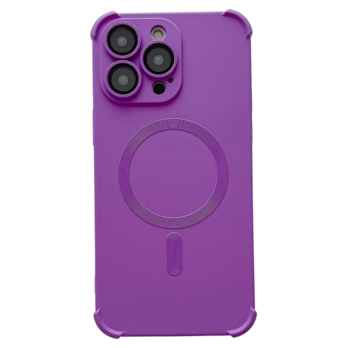 

For iPhone 12 Pro Max Four-corner Shockproof Skin Feel MagSafe Magnetic Phone Case(Purple)
