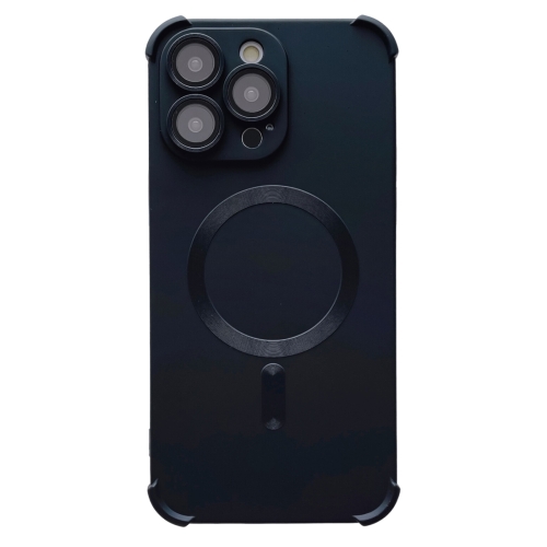 

For iPhone 12 Pro Max Four-corner Shockproof Skin Feel MagSafe Magnetic Phone Case(Black)