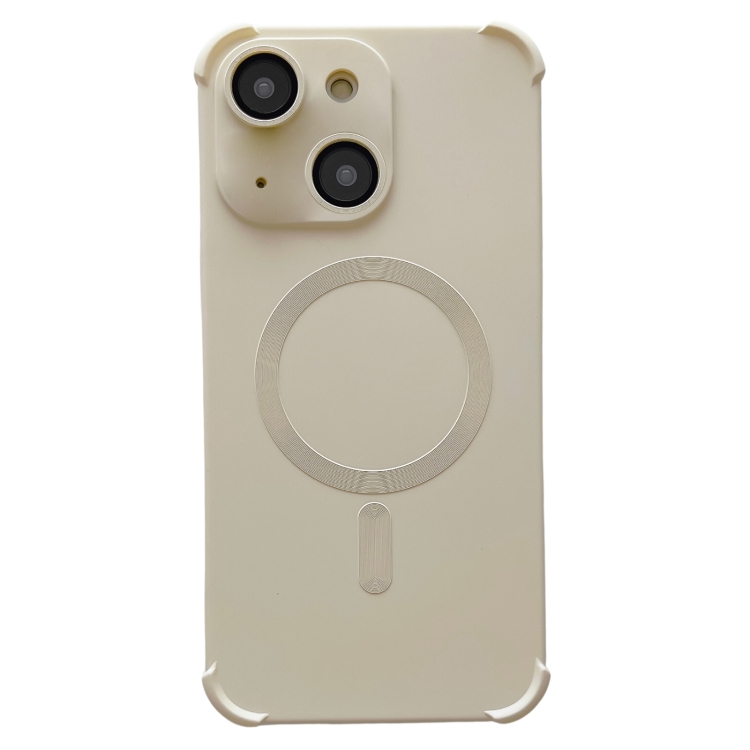 

For iPhone 14 Plus Four-corner Shockproof Skin Feel MagSafe Magnetic Phone Case(White)