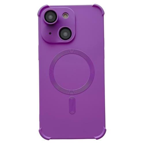 

For iPhone 14 Plus Four-corner Shockproof Skin Feel MagSafe Magnetic Phone Case(Purple)