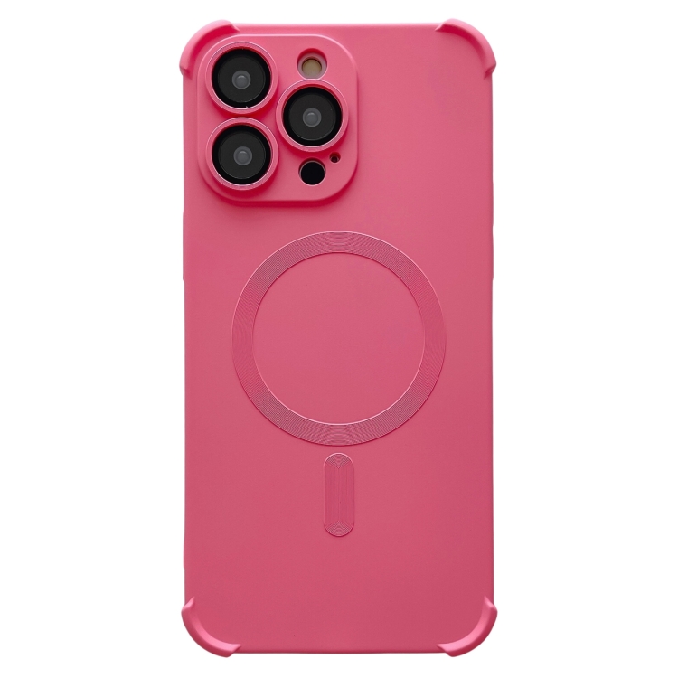 

For iPhone 15 Pro Max Four Corner Shockproof Skin Feel MagSafe Magnetic Phone Case(Pink)