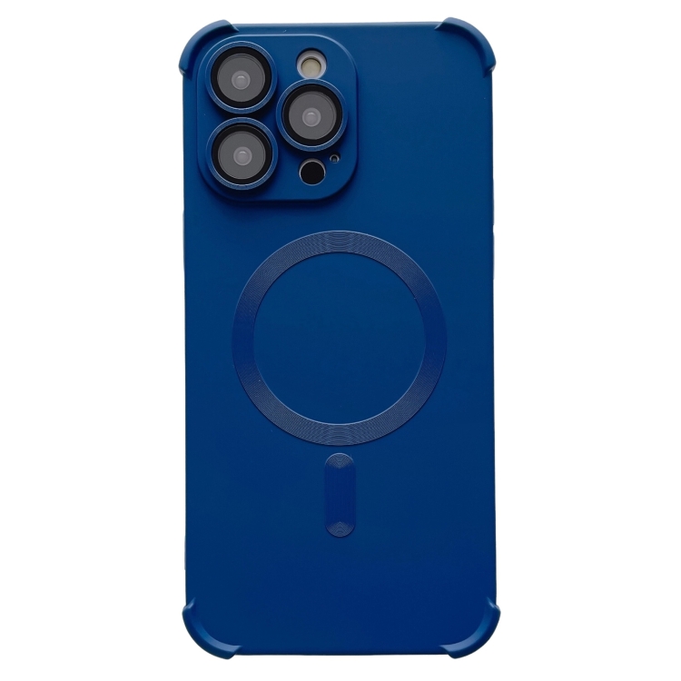 

For iPhone 15 Pro Four Corner Shockproof Skin Feel MagSafe Magnetic Phone Case(Dark Blue)