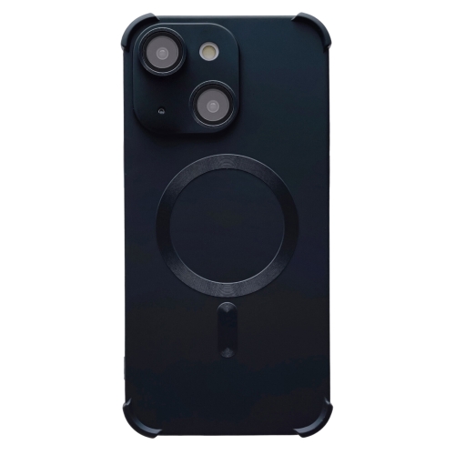 

For iPhone 15 Plus Four-corner Shockproof Skin Feel MagSafe Magnetic Phone Case(Black)