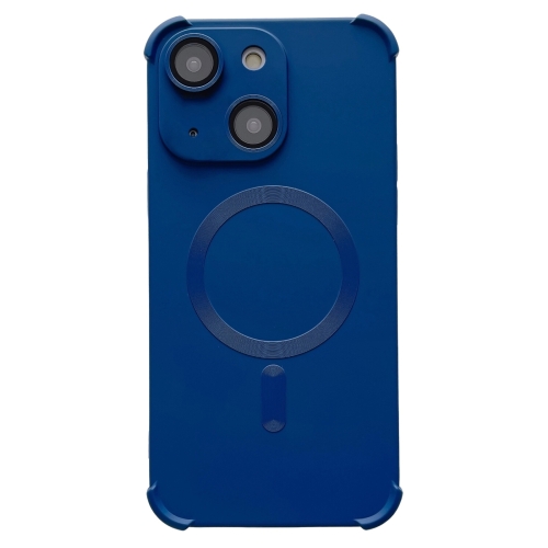 

For iPhone 15 Plus Four-corner Shockproof Skin Feel MagSafe Magnetic Phone Case(Dark Blue)