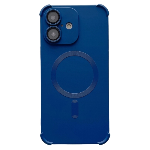 

For iPhone 16 Four Corner Shockproof Skin Feel MagSafe Magnetic Phone Case(Dark Blue)