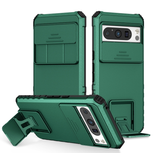 

For Google Pixel 8 Pro Stereoscopic Holder Sliding Camshield Phone Case(Green)