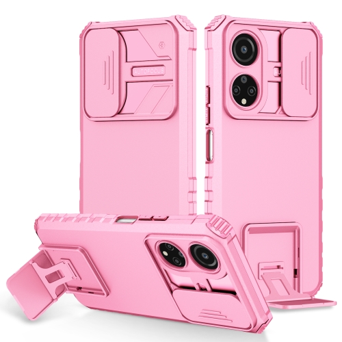 

For Honor X7 Stereoscopic Holder Sliding Camshield Phone Case(Pink)