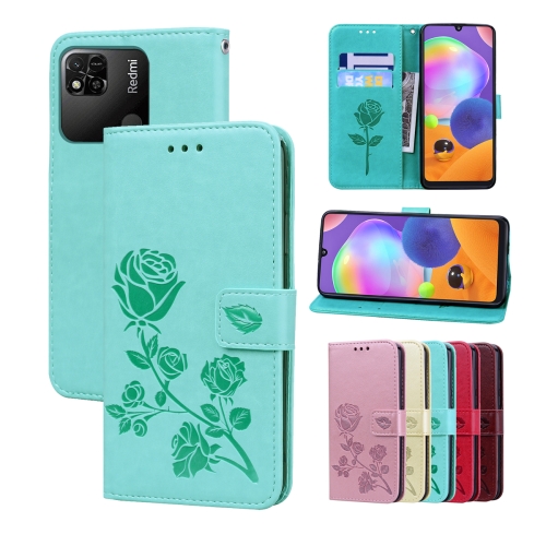 

For Xiaomi Redmi 10A 4G Rose Embossed Flip PU Leather Phone Case(Green)