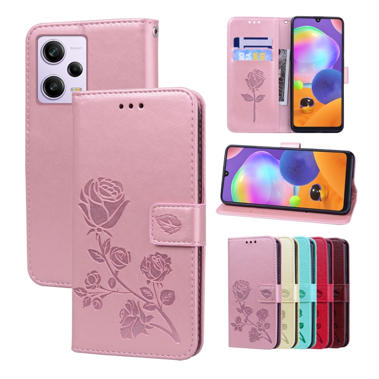 

For Xiaomi Redmi Note 12 4G Global Rose Embossed Flip PU Leather Phone Case(Rose Gold)