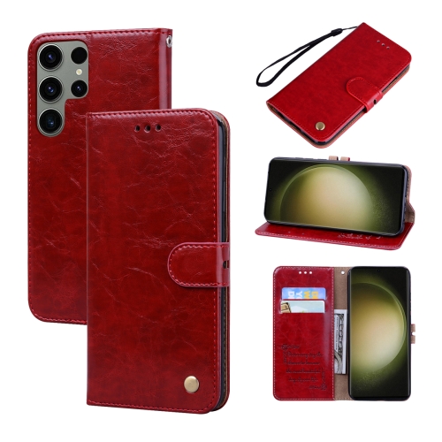 

For Samsung Galaxy S23 Ultra 5G Oil Wax Texture Leather Phone Case(Red)