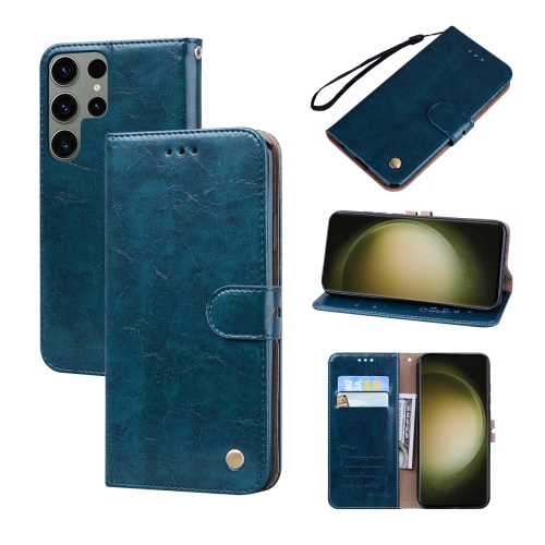 

For Samsung Galaxy S23 Ultra 5G Oil Wax Texture Leather Phone Case(Blue)