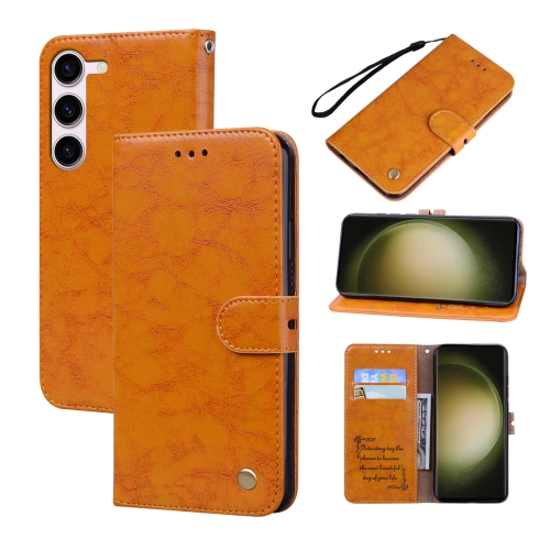 

For Samsung Galaxy S23+ 5G Oil Wax Texture Leather Phone Case(Yellow)