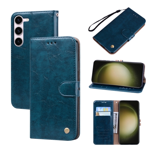 

For Samsung Galaxy S23+ 5G Oil Wax Texture Leather Phone Case(Blue)