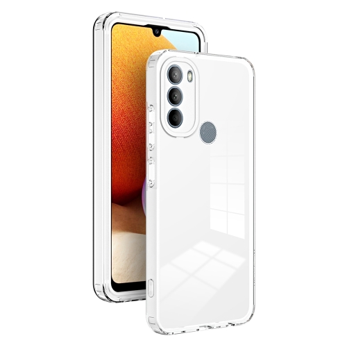 For Motorola Moto G31 Brazil Version 3 in 1 Clear TPU Color PC Frame Phone Case(White) 094d durable car risers spacers recline lift jackers cushion rubber pad 387 2104