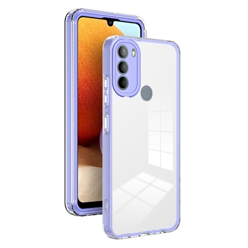 

For Motorola Moto G31 Brazil Version 3 in 1 Clear TPU Color PC Frame Phone Case(Purple)