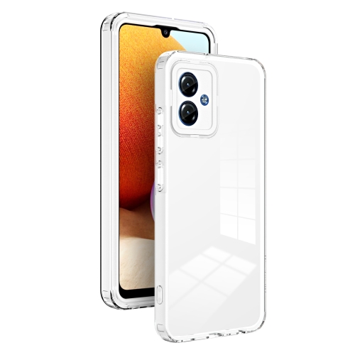 

For Motorola Moto G14 3 in 1 Clear TPU Color PC Frame Phone Case(White)