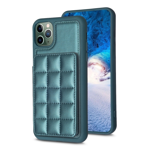 

For iPhone 11 Pro Max Grid Card Slot Holder Phone Case(Green)