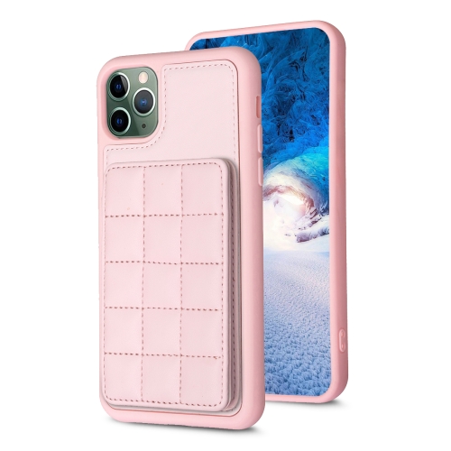 

For iPhone 11 Pro Max Grid Card Slot Holder Phone Case(Pink)