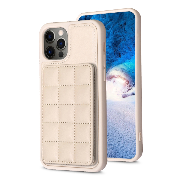 

For iPhone 11 Pro Grid Card Slot Holder Phone Case(Beige)