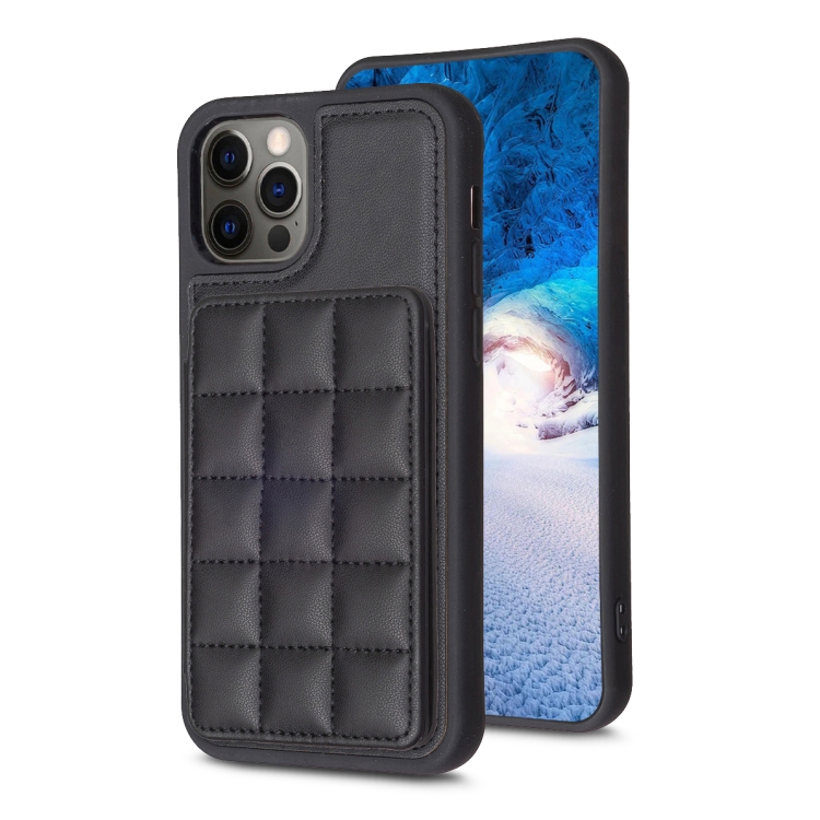 

For iPhone 12 / 12 Pro Grid Card Slot Holder Phone Case(Black)