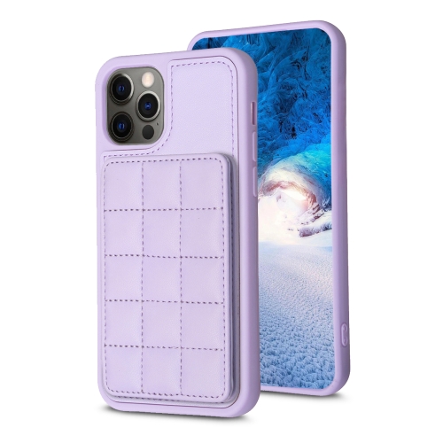 

For iPhone 12 / 12 Pro Grid Card Slot Holder Phone Case(Light Purple)