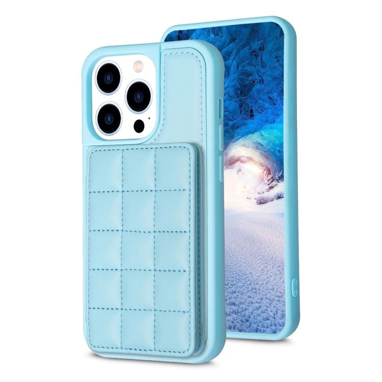 

For iPhone 13 Pro Grid Card Slot Holder Phone Case(Blue)