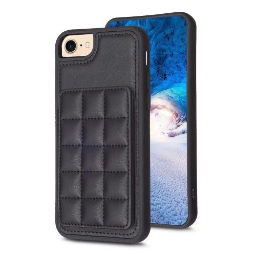

For iPhone SE 2022 / SE 2020 / 8 / 7 Grid Card Slot Holder Phone Case(Black)