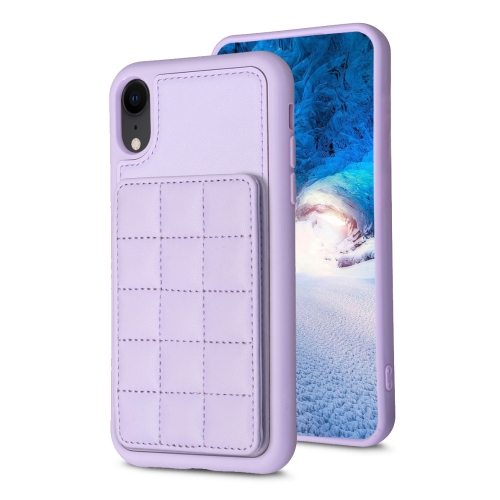 

For iPhone XR Grid Card Slot Holder Phone Case(Light Purple)