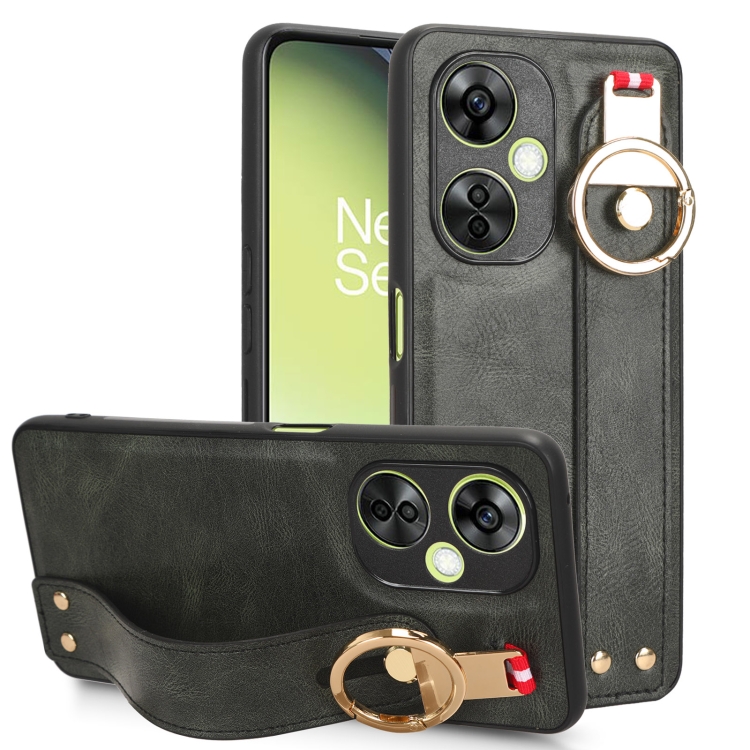 

For OPPO K11X 5G Wristband Leather Back Phone Case(Green)