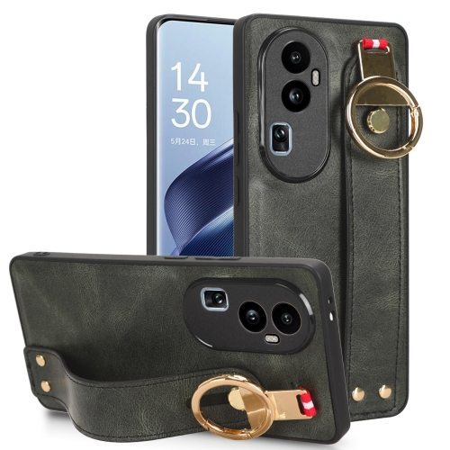 

For OPPO Reno10 5G Wristband Leather Back Phone Case(Green)