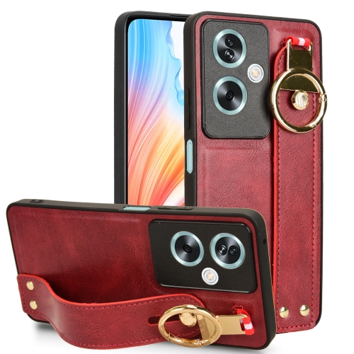 

For OPPO A79 5G Global / A2 Wristband Leather Back Phone Case(Red)